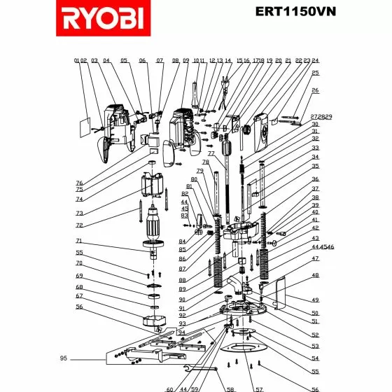 Ryobi ERT1150VN Spare Parts List Type: 5133000115